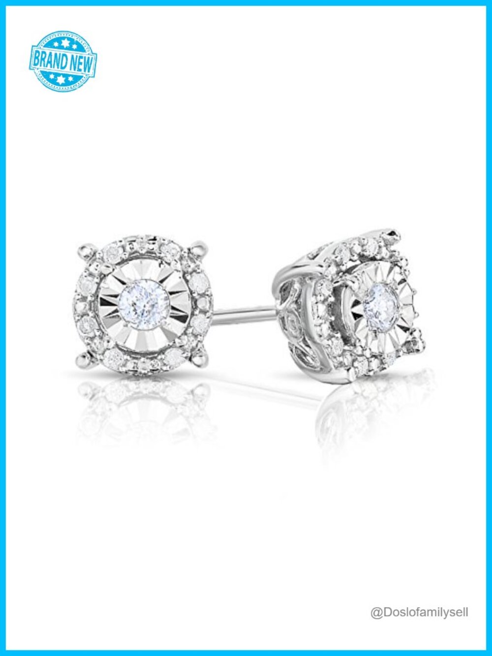 Diamond Stud Earrings 1/4 Cttw Rhodium Plated Sterling Silver